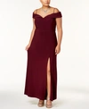 MORGAN & COMPANY TRENDY PLUS SIZE OFF-THE-SHOULDER GOWN