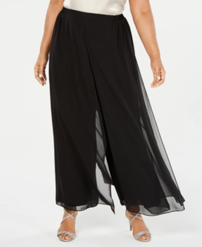 Alex Evenings Plus Size Flowy Wide-leg Pants In Black