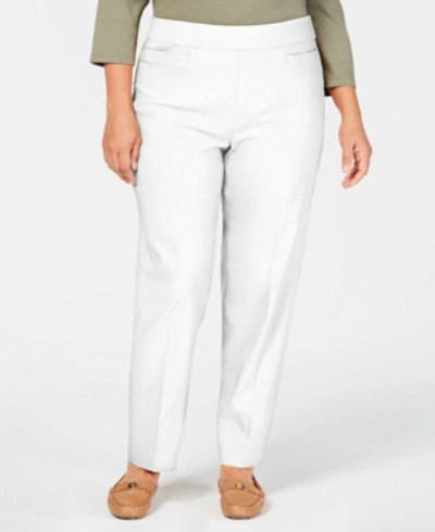 Alfred Dunner Plus Size Classic Allure Tummy Control Pull-on Pants In White