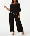 Msk Plus Size Off-the-shoulder Overlay Jumpsuit In Black/white