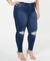 CELEBRITY PINK TRENDY PLUS SIZE HIGH-RISE DISTRESSED SKINNY ANKLE JEANS