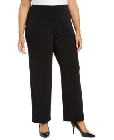 Alfani Plus & Petite Plus Size Curvy-fit Tummy Control Slimming Bootcut Pants, Created For Macy's In Deep Black