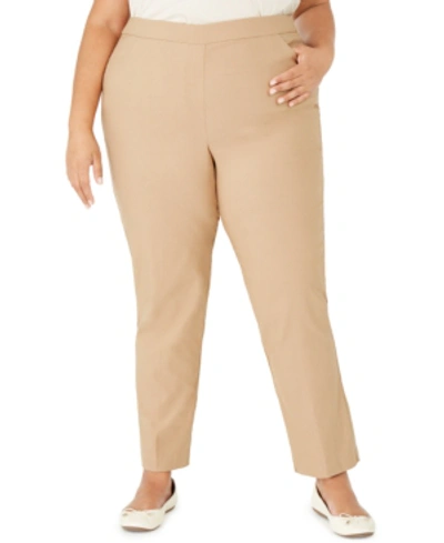 Alfred Dunner Second Nature Plus Size Pull-on Colored Straight Leg Pants In Brown