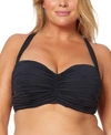 Bleu Rod Beattie Plus Size Shirred Underwire Bikini Top Women's Swimsuit In Black