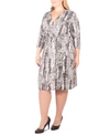 NY COLLECTION PLUS SIZE ANIMAL-PRINT FAUX WRAP DRESS