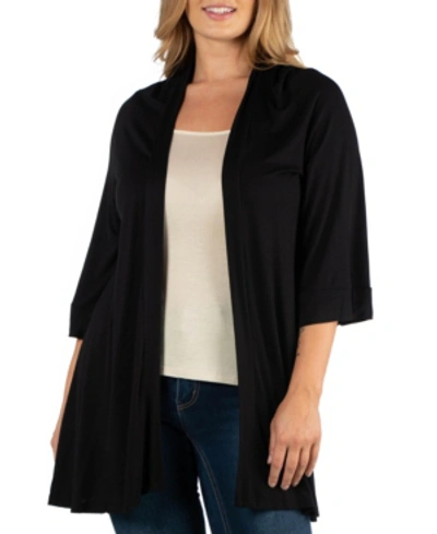 24SEVEN COMFORT APPAREL OPEN FRONT ELBOW LENGTH SLEEVE PLUS SIZE CARDIGAN