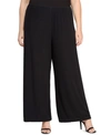 Alex Evenings Plus Size Stretch-crepe Wide-leg Pants In Black