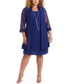 R & M Richards Petites Womens Glitter Jersey Sheath Dress In Royal