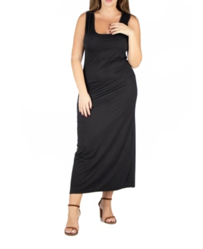 24seven Comfort Apparel Plus Size Racerback Maxi Dress In Black