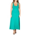 24seven Comfort Apparel Plus Size Simple A-line Tank Maxi Dress In Jade