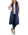 24seven Comfort Apparel Plus Size Asymmetric Open Front Cardigan Sweater In Navy