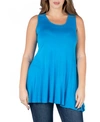 24seven Comfort Apparel Scoop Neck Sleeveless Tunic Top In Turquoise