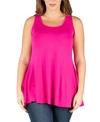 24seven Comfort Apparel Women's Plus Size Round Hemline Razorback Tank Top In Pink