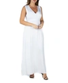 24seven Comfort Apparel Plus Size Sleeveless Empire Waist Maxi Dress In White
