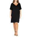 24seven Comfort Apparel Women's Plus Size V-neck Loose Fit Resort Dress In Black