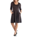 24SEVEN COMFORT APPAREL WOMEN'S PLUS SIZE FIT AND FLARE DRESS