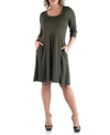 24SEVEN COMFORT APPAREL WOMEN'S PLUS SIZE FIT AND FLARE DRESS