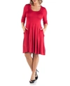 24SEVEN COMFORT APPAREL WOMEN'S PLUS SIZE FIT AND FLARE DRESS