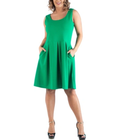 24seven Comfort Apparel Women's Plus Size Sleeveless Dress In Green