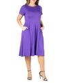 24SEVEN COMFORT APPAREL WOMEN'S PLUS SIZE SHORT SLEEVE MIDI SKATER DRESS