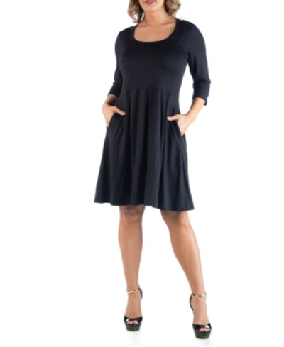 24SEVEN COMFORT APPAREL WOMEN'S PLUS SIZE FIT AND FLARE DRESS