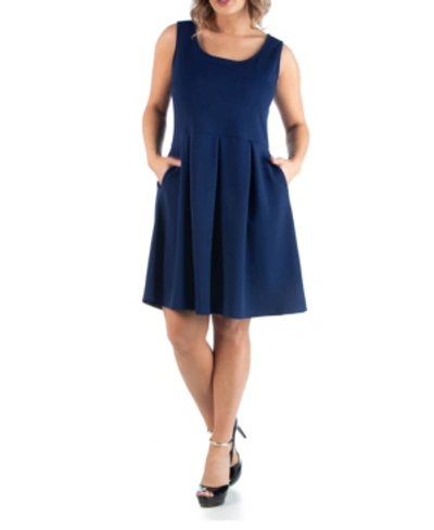 24seven Comfort Apparel Women's Plus Size Sleeveless Dress In Blue