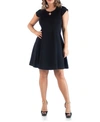 24seven Comfort Apparel Plus Size Keyhole Neck Dress In Black