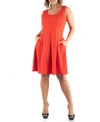 24seven Comfort Apparel Women's Plus Size Sleeveless Dress In Orange