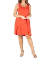 24seven Comfort Apparel Plus Womens Sleeveless Fit &flare Fit & Flare Dress In Orange