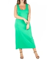 24seven Comfort Apparel Scoop Neck Maternity Maxi Dress With Racerback Detail In Green