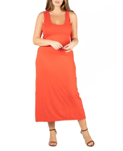 24seven Comfort Apparel Scoop Neck Maternity Maxi Dress With Racerback Detail In Orange