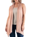 24seven Comfort Apparel Maternity Draped Open Front Sleeveless Cardigan In Beige