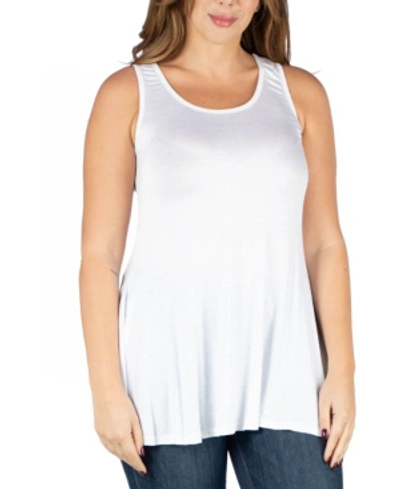 24seven Comfort Apparel Plus Size Sleeveless Tunic Tank Top In White