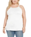 Aveto Trendy Plus Size Halter Tank Top In Bright White