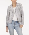 Adyson Parker Plus Size Snake Print Moto Jacket In Gray Combo