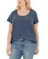 Aveto Trendy Plus Size Scoop-neck T-shirt In Vintage Indigo