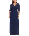 BETSY & ADAM B&A BY BETSY & ADAM PLUS SIZE V-NECK GOWN