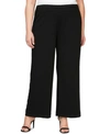 Alex Evenings Plus Size Stretch-crepe Wide-leg Pants In Black