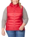 32 DEGREES PLUS SIZE HOODED PACKABLE WATER-RESISTANT PUFFER VEST, CREATED FOR MACY'S