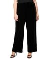 Alex Evenings Plus Size Stretch-crepe Wide-leg Pants In Black