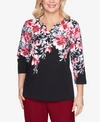 ALFRED DUNNER WOMEN'S PLUS SIZE MADISON AVENUE FLORAL YOKE TOP