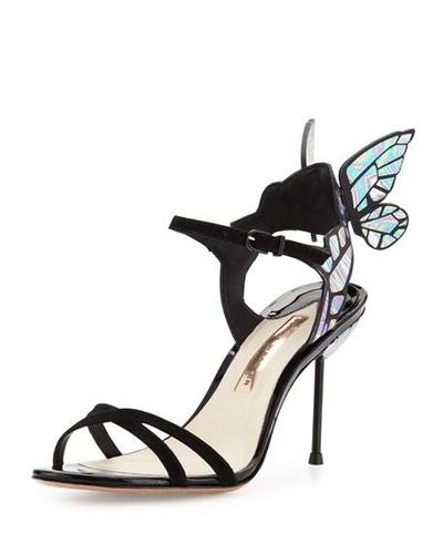 Sophia Webster Chiara Butterfly Wing Ankle-wrap Sandal, Black Iridescent