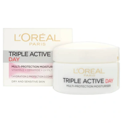 L'oréal Paris Dermo Expertise Triple Active Day Multi-protection Moisturiser - Dry / Sensitive Skin (50ml)
