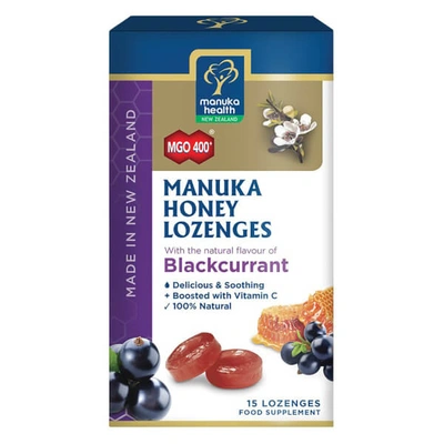 Manuka Health New Zealand Ltd Manuka Health Mgo 400+ Manuka Honey Drops With Blackcurrant 65g