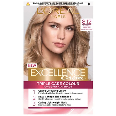 L'oréal Paris Excellence Crème Permanent Hair Dye (various Shades) - 8.12 Natural Frosted Beige Blonde