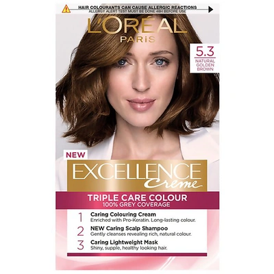 L'oréal Paris Excellence Crème Permanent Hair Dye (various Shades) - 5.3 Natural Golden Brown