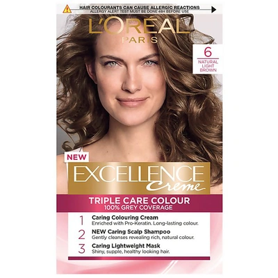 L'oréal Paris Excellence Crème Permanent Hair Dye (various Shades) - 6 Natural Light Brown