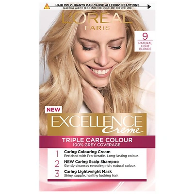 L'oréal Paris Excellence Crème Permanent Hair Dye (various Shades) - 9 Natural Light Blonde