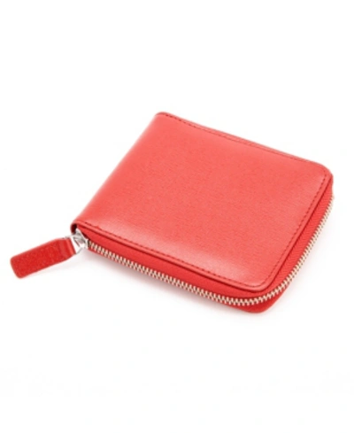 Emporium Leather Co Royce Rfid Blocking Zip Around Wallet In Genuine Saffiano Leather In Red