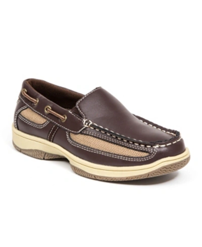Deer Stags Kids' Little And Big Boys Pal Classic Dress Comfort Slip-on Loafer Boat Shoe In Dark Brown